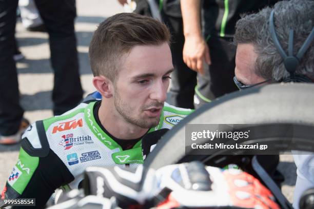 John McPhee of Great Britain and CIP Green Power prepare to start on the grid during the Moto3 race during the MotoGp of Germany - Race at...