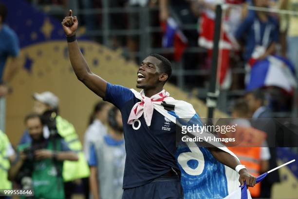 Paul Pogba of France during the 2018 FIFA World Cup Russia Final match between France and Croatia at the Luzhniki Stadium on July 15, 2018 in Moscow,...