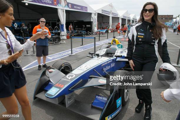 Liv Tyler is seen in the paddock during the Formula E New York City Race on July 15, 2018 in New York City.