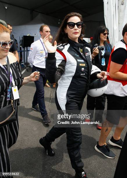 Liv Tyler is seen in the paddock during the Formula E New York City Race on July 15, 2018 in New York City.