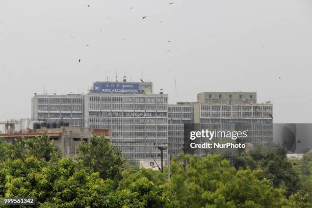 Delhi Police Headquarters can be seen from Pragati Maidan Metro Station In Delhi, on July 15, 2018.