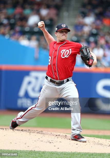 Jeremy Hellickson of the Washington Nationals pitches against the New York Mets during their game at Citi Field on July 15, 2018 in New York City.