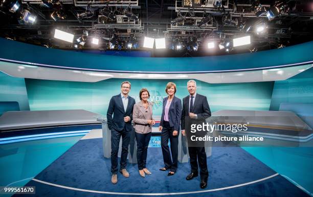 The moderators Claus Strunz , Sandra Maischberger, Maybrit Illner and Peter Kloeppel can be seen at the TV studio Adlershof in Berlin, Germany, 1...