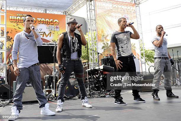 Aston Merrygold, Oritse Williams, Jonathan 'JB' Gill, and Marvin Humes of JLS perform as part of KIIS FM's Wango Tango 2010 at Staples Center on May...