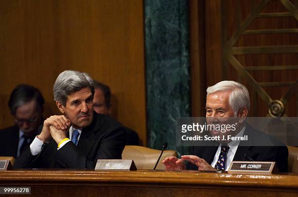 May 18: Chairman John Kerry, D-Mass., and ranking member Richard G. Lugar, R-Ind., during the Senate Foreign Relations hearing with Joint Chiefs of...