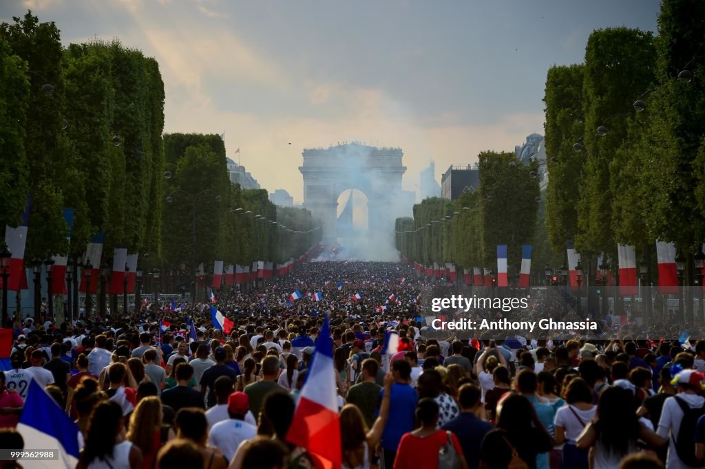 Fans Celebrate The Outcome Of The World Cup Final Between France And Croatia