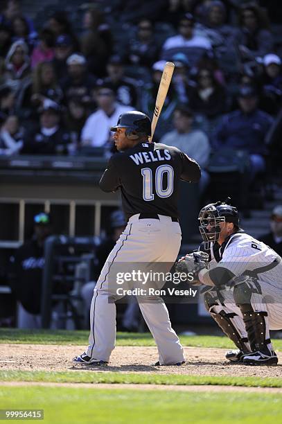 Vernon Wells of the Toronto Blue Jays bats against the Chicago White Sox on May 9, 2010 at U.S. Cellular Field in Chicago, Illinois. The Blue Jays...