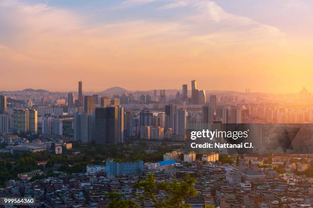 sunset at seoul city,south korea. - dior addict stellar shine april 2019 tokyo or seoul bildbanksfoton och bilder