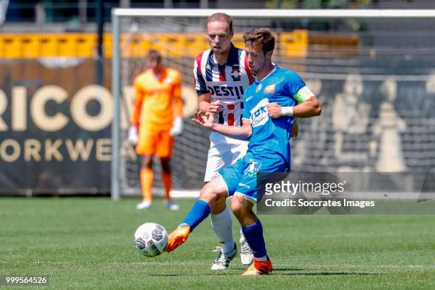 Elmo Lieftink of Willem II, Brecht Dejaegere of KAA Gent during the match between Willlem II v KAA Gent on July 14, 2018 in TILBURG Netherlands