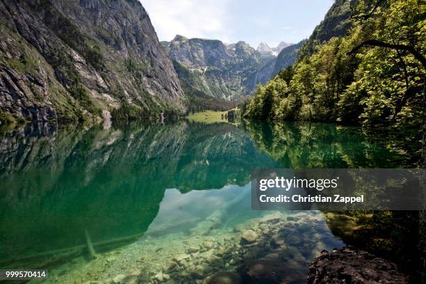 lake obersee near lake koenigssee, berchtesgaden, bavaria, germany - berchtesgaden alps stock pictures, royalty-free photos & images