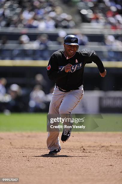 Vernon Wells of the Toronto Blue Jays runs the bases against the Chicago White Sox on May 9, 2010 at U.S. Cellular Field in Chicago, Illinois. The...