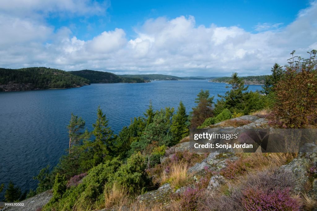 Islands in an archipelago, view from the island of Orust, Vaestra Goetaland County, Bohuslaen, Sweden