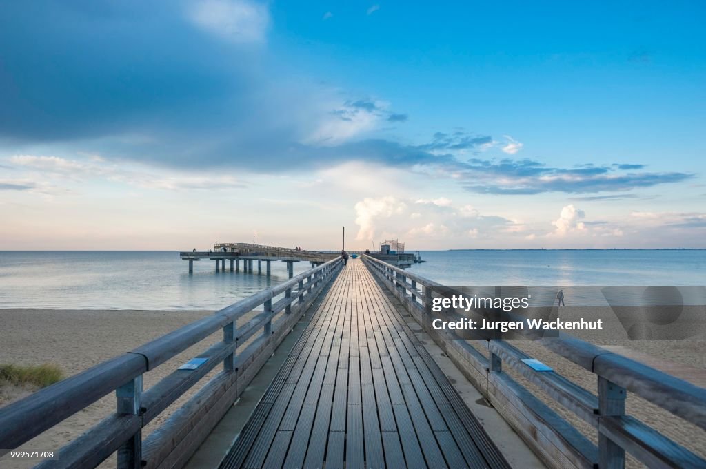 Pier, cloudy atmosphere, Heiligenhafen, Baltic Sea, Schleswig-Holstein, Germany