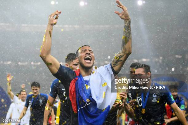 Corentin Tolisso of France celebrates following his sides victory in the 2018 FIFA World Cup Final between France and Croatia at Luzhniki Stadium on...