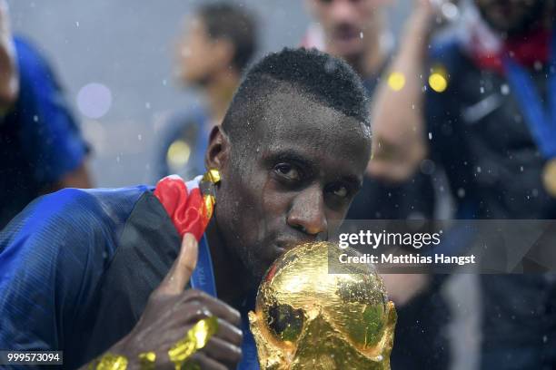 Blaise Matuidi of France celebrates with the World Cup Trophy following his sides victory in the 2018 FIFA World Cup Final between France and Croatia...