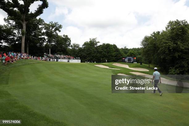 Michael Kim walks to the fifth green during the final round of the John Deere Classic at TPC Deere Run on July 15, 2018 in Silvis, Illinois.