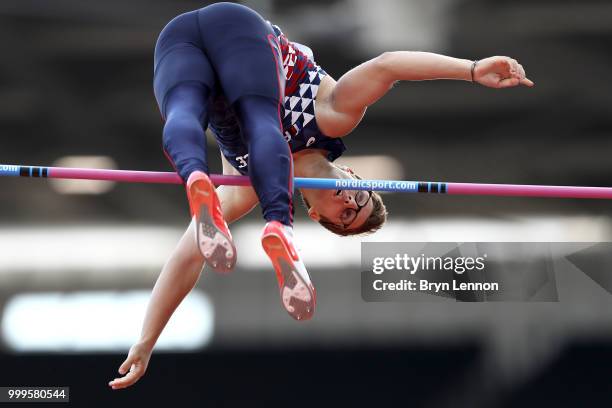 Axel Chapelle of France competes in the Men's Pole Vault during day two of the Athletics World Cup London at the London Stadium on July 15, 2018 in...