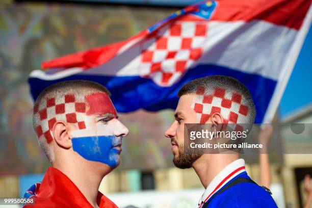 July 2018, Berlin, Germany: Soccer, World Cup 2018: Final game: France vs. Croatia, Croatian fans in the fan mile in Berlin after their team's defeat...