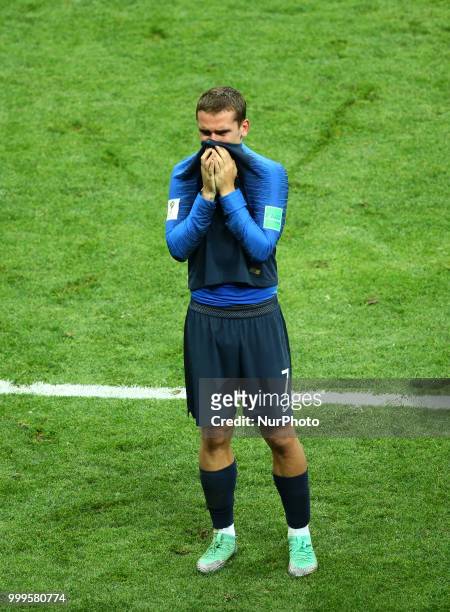 France v Croatia - FIFA World Cup Russia 2018 Final Antoine Griezmann crying before the award ceremony at Luzhniki Stadium in Russia on July 15, 2018.