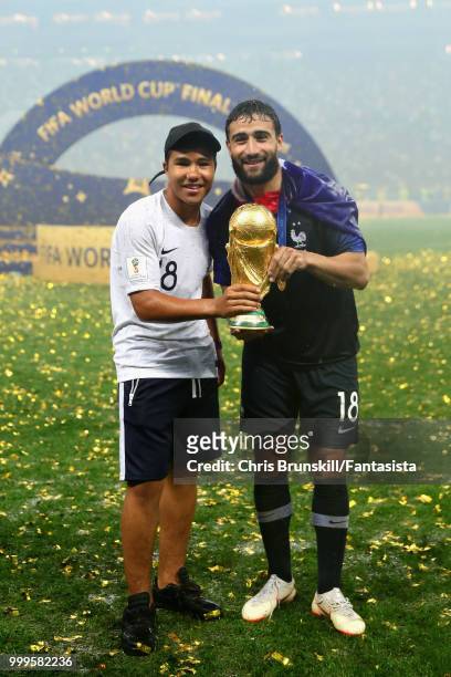 Nabil Fekir of France celebrates after the 2018 FIFA World Cup Russia Final between France and Croatia at Luzhniki Stadium on July 15, 2018 in...