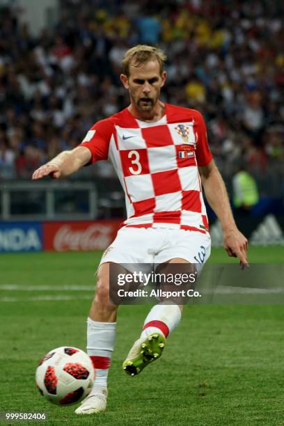 Ivan Strinic of Croatia in action during the 2018 FIFA World Cup Russia Final between France and Croatia at Luzhniki Stadium on July 15, 2018 in...
