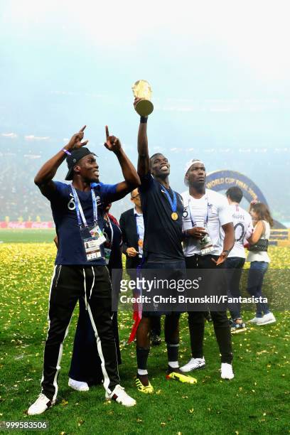 Paul Pogba of France celebrates with his family after the 2018 FIFA World Cup Russia Final between France and Croatia at Luzhniki Stadium on July 15,...