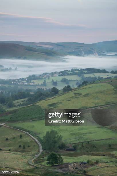 stunning dawn sunrise landscape image from higger tor towards ho - ho stock pictures, royalty-free photos & images