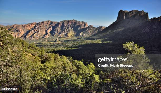 taking in the full breadth of the chisos mountains and basin below - basin bildbanksfoton och bilder