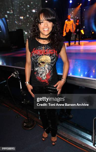 Michelle Rodriguez poses on stage during the World Music Awards 2010 at the Sporting Club on May 18, 2010 in Monte Carlo, Monaco.