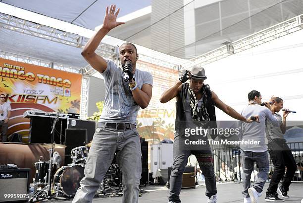 Marvin Humes, Oritse Williams, Jonathan 'JB' Gill, and Aston Merrygold of JLS perform as part of KIIS FM's Wango Tango 2010 at Staples Center on May...