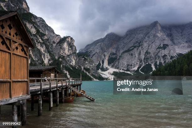 lago di braies - lago reflection stock pictures, royalty-free photos & images