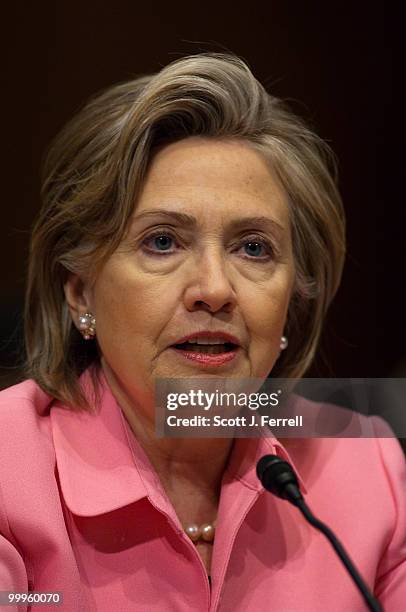 May 18: Secretary of State Hillary Rodham Clinton during the Senate Foreign Relations hearing with Joint Chiefs of Staff Chairman Adm. Michael...