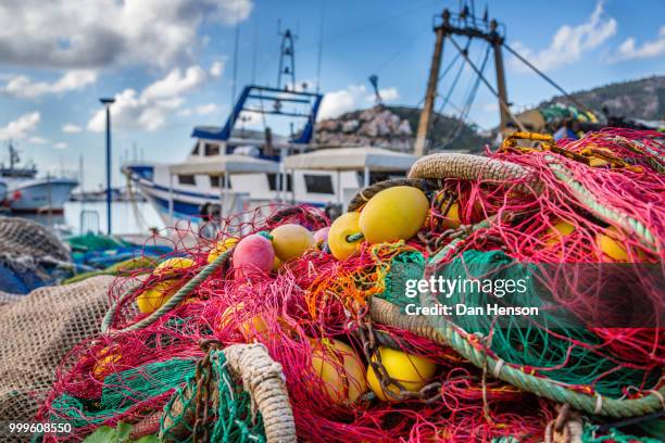 colourful fishing nets - highland islands stock pictures, royalty-free photos & images