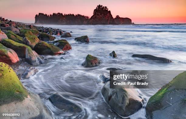 dusk on rialto beach - rialto beach stock pictures, royalty-free photos & images