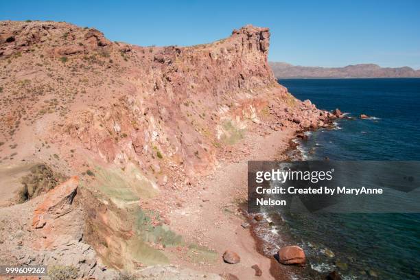 red cliff view with sea of cortez - cortez stock pictures, royalty-free photos & images