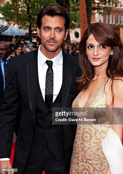 Hrithik Roshan and his wife Suzanne Khan attend the European Premiere of 'Kites' at Odeon West End on May 18, 2010 in London, England.