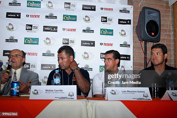 Plinio Sanchez, Matias Carrillo, Luis Suarez and Sergio Valenzuela during the press conference to announce the bicentennial All-Star game with...