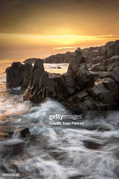 the windy sea morning over sozopol,bulgaria - sozopol bulgaria stock pictures, royalty-free photos & images