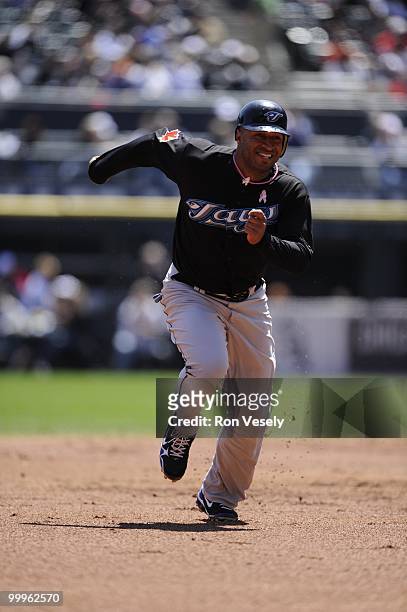 Vernon Wells of the Toronto Blue Jays runs the bases against the Chicago White Sox on May 9, 2010 at U.S. Cellular Field in Chicago, Illinois. The...