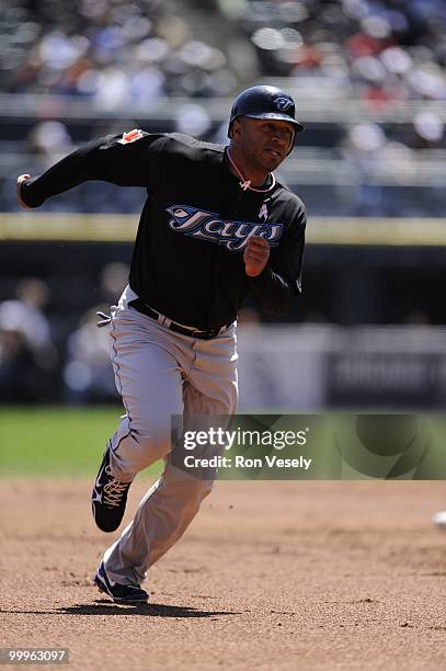 Vernon Wells of the Toronto Blue Jays runs the bases against the Chicago White Sox on May 9, 2010 at U.S. Cellular Field in Chicago, Illinois. The...