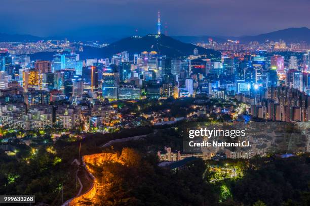 seoul city skyline,south korea - dior addict stellar shine april 2019 tokyo or seoul bildbanksfoton och bilder