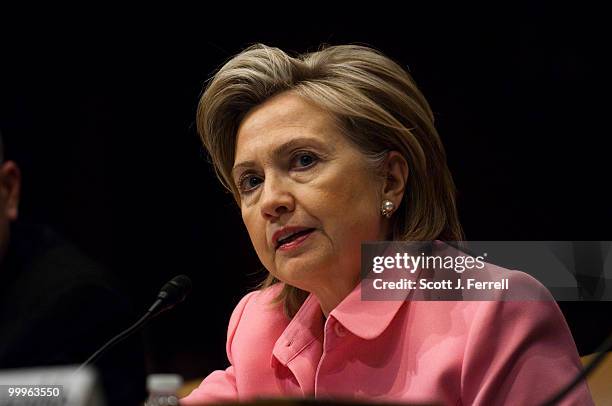 May 18: Secretary of State Hillary Rodham Clinton during the Senate Foreign Relations hearing with Joint Chiefs of Staff Chairman Adm. Michael...