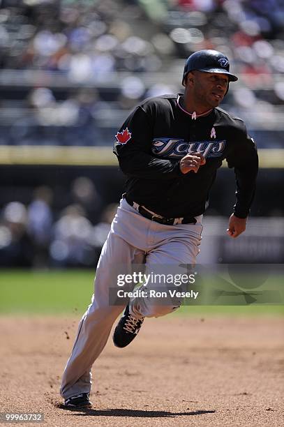 Vernon Wells of the Toronto Blue Jays runs the bases against the Chicago White Sox on May 9, 2010 at U.S. Cellular Field in Chicago, Illinois. The...