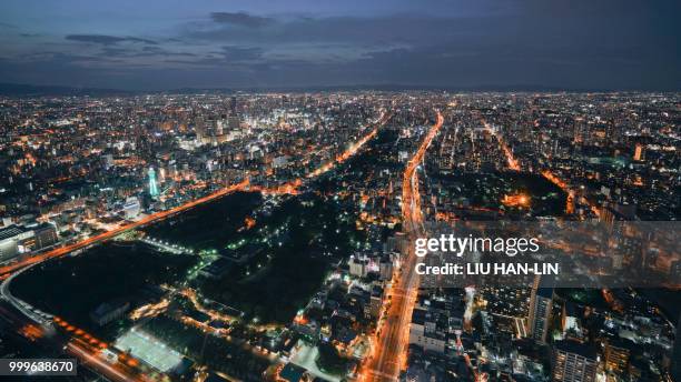 osaka cityscape - lin stock pictures, royalty-free photos & images