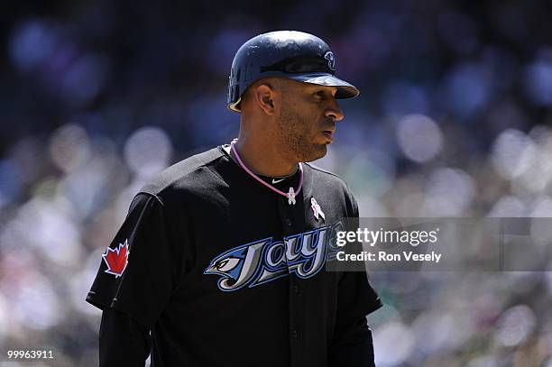 Vernon Wells of the Toronto Blue Jays looks on against the Chicago White Sox on May 9, 2010 at U.S. Cellular Field in Chicago, Illinois. The Blue...