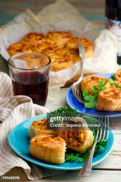 chicken cordon bleu crescent rolls.style rustic - cordon bleu stock pictures, royalty-free photos & images