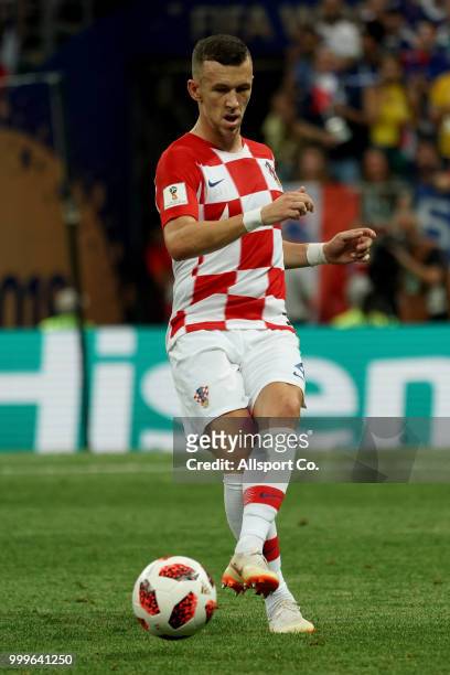Ivan Perisic of Croatia in action during the 2018 FIFA World Cup Russia Final between France and Croatia at Luzhniki Stadium on July 15, 2018 in...
