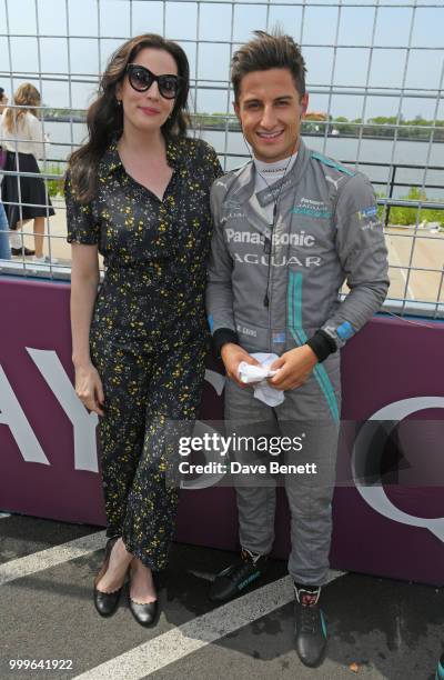 Liv Tyler and Formula E racing driver Mitch Evans attend the Formula E 2018 Qatar Airways New York City E-Prix, the double header season finale of...