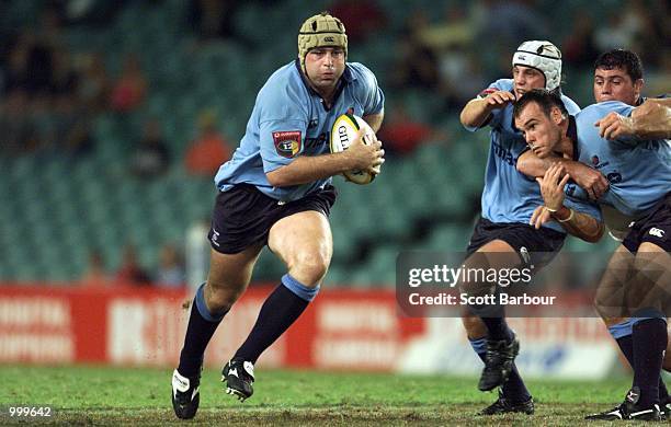 David Lyons of the Waratahs on the burst during the Vodafone Super 12 match between the Waratahs and Northern Bulls played at the Sydney Football...