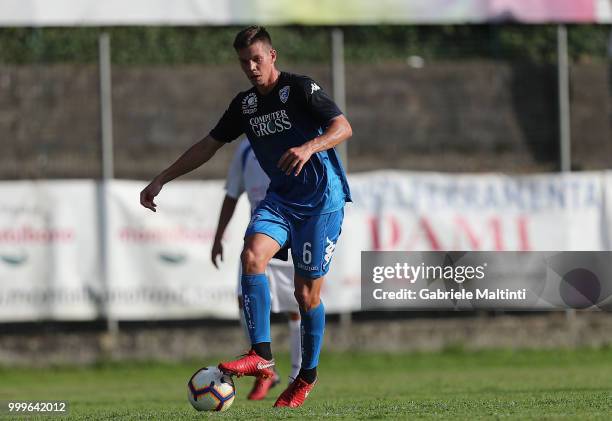 Miha Zajc of Empoli FC in action during the pre-season frienldy match between Empoli FC and ASD Lampo 1919 on July 14, 2018 in Lamporecchio, Italy.